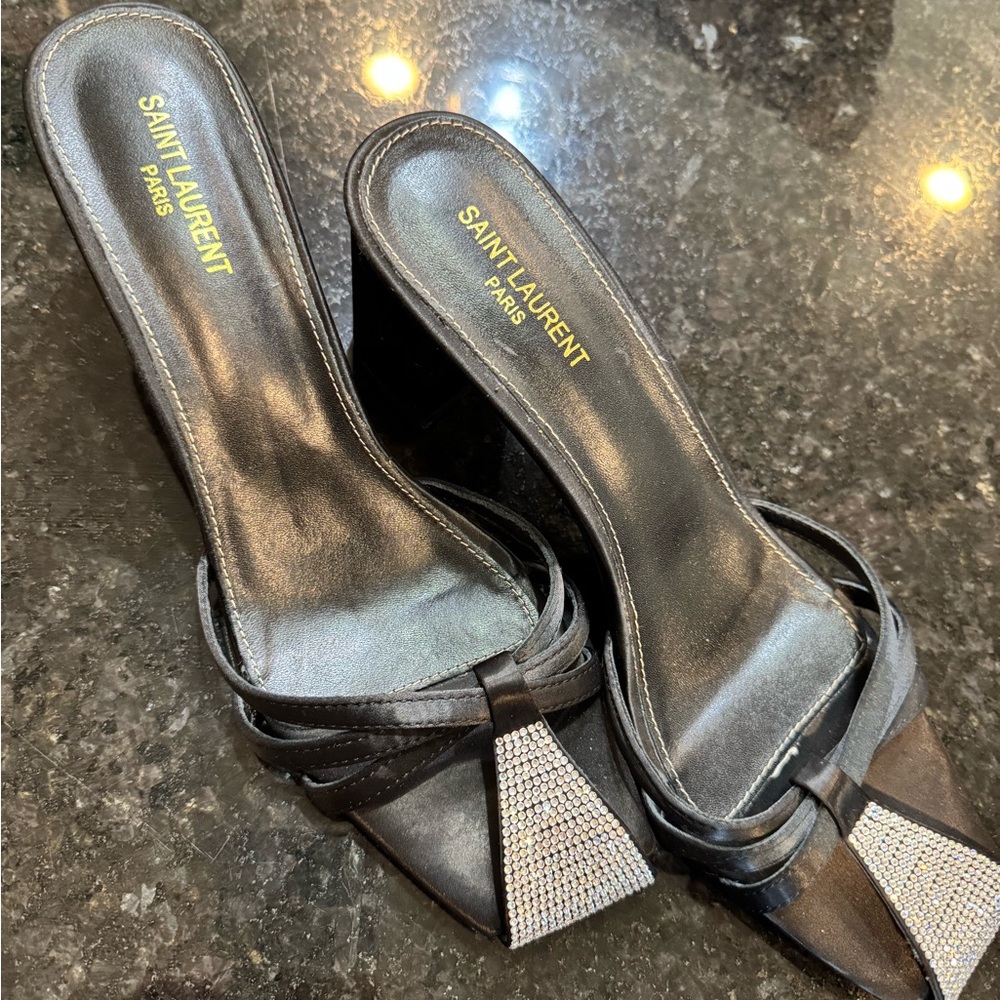 Saint Laurent Black Rhinestone Heels - Picture 5 of 10